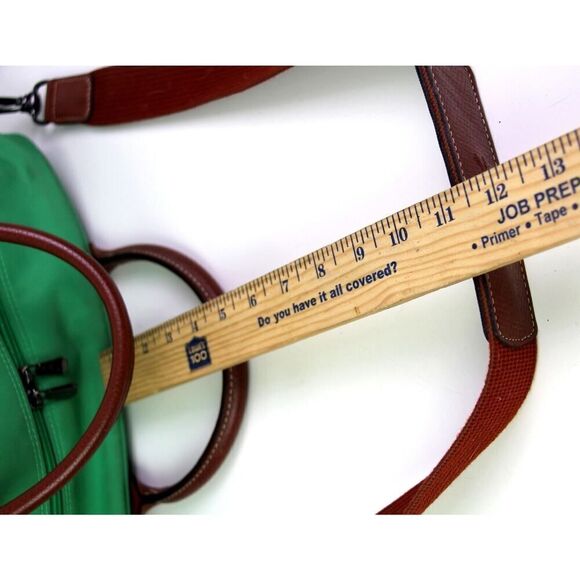 Longchamp GREEN CANVAS BROWN LEATHER ZIP AROUND TRAVEL CARRY ALL SHOULDER DUFFLE - Picture 15 of 15